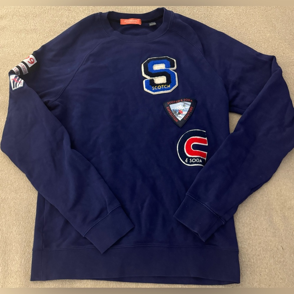 Scotch & Soda Navy Sweatshirt with Embroidered Patches